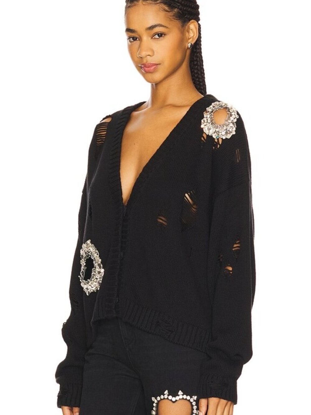 AREA | NWOT | Distressed Crystal Cardigan, Size: S - Picture 4 of 15